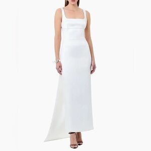 NICHOLAS the Label White Pearl Emilia Sleeveless Train Column Dress